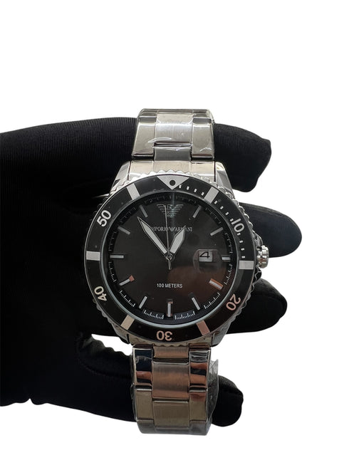 Emporio Armani Automatic Diver με ασημί μπρασελέ