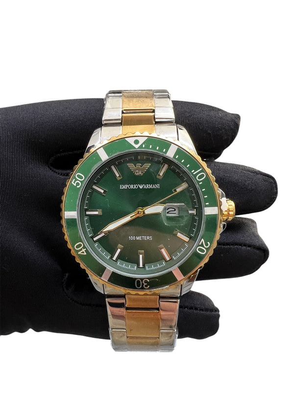 Emporio Armani Automatic Diver με ασημί-χρυσό μπρασελέ