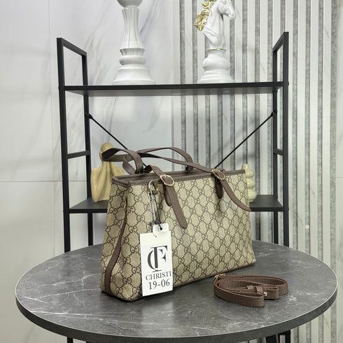 Gucci GG Monogram Emblem Tote Bag
