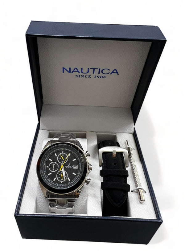 NAUTICA NST 101 CHRONO Black Rubber Strap