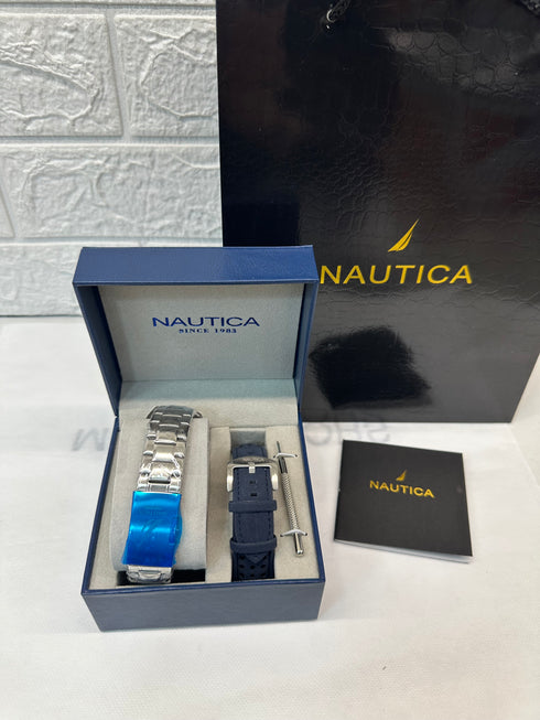 NAUTICA NST 101 CHRONO Blue Rubber Strap