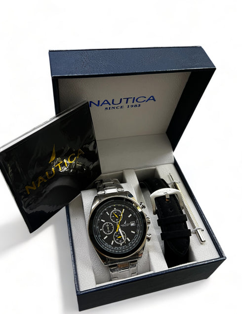 NAUTICA NST 101 CHRONO Black Rubber Strap