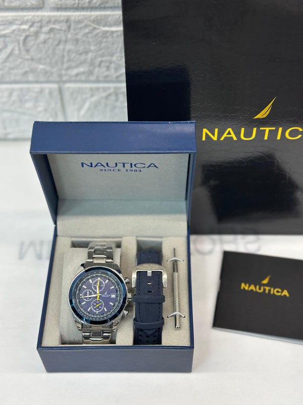 NAUTICA NST 101 CHRONO Blue Rubber Strap