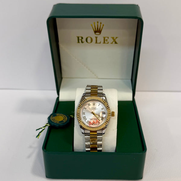 Rolex Lady Datejust Ασημί χρυσό ροζ 28mm