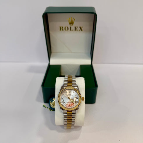 Rolex Lady Datejust Ασημί χρυσό ροζ 28mm