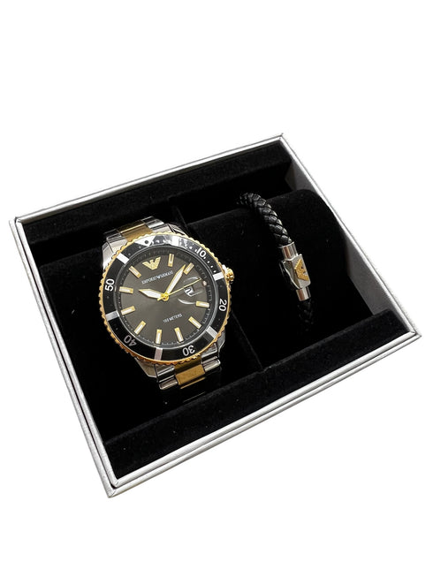 Emporio Armani Automatic Diver με ασημί-χρυσό μπρασελέ