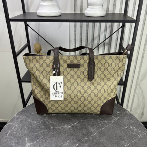 Gucci GG Supreme Canvas & Leather Tote.
