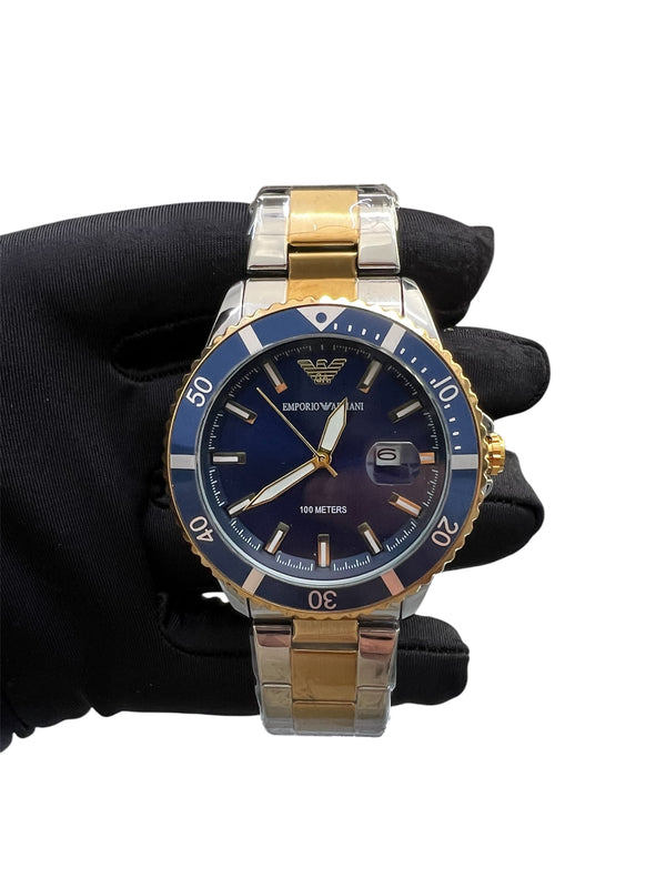 Emporio Armani Automatic Diver με ασημί-χρυσό μπρασελέ