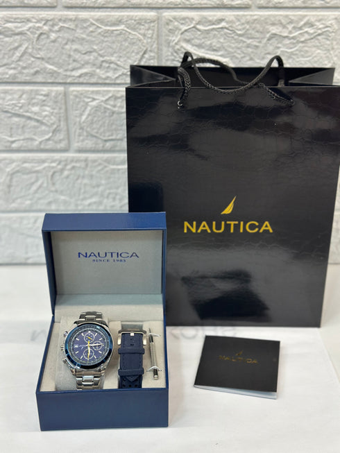 NAUTICA NST 101 CHRONO Blue Rubber Strap